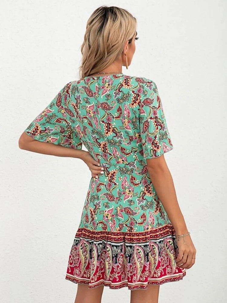 Ebba™ | Somrig Boho Mini Klänning för Dam