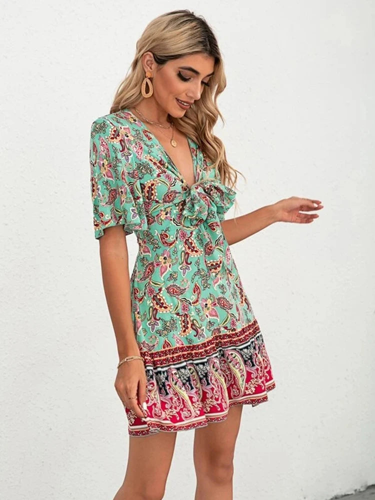 Ebba™ | Somrig Boho Mini Klänning för Dam